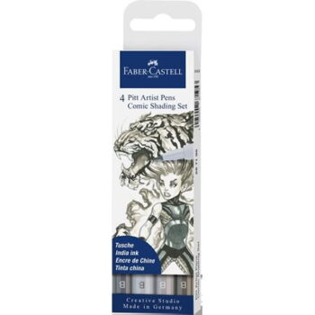 Faber Castell PITT Artist Pens - Comic Shading Set - Shading Set of 4 Brush Pens