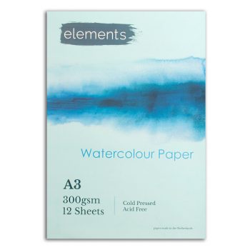 Elements Watercolour Pad - A3. 12 sheets. 300g