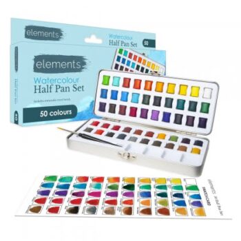 Elements Watercolour Half Pan Set - 50 colours