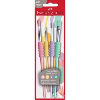 Set of 4 pastel coloured brushes with soft-touch grip