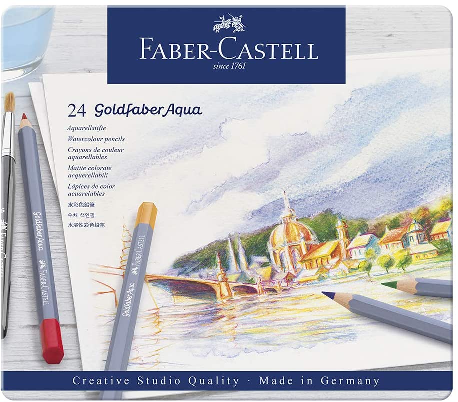 Faber Castell "Goldfaber Aqua" Watercolour Pencils - Set of 24 Tin set
