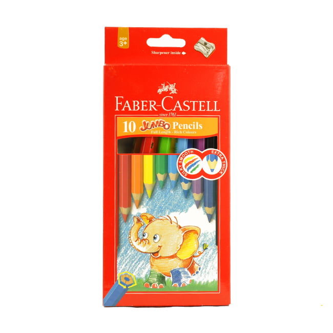 FABER CASTELL "Jumbo" Colouring Pencil - Box of 10 + free sharpener