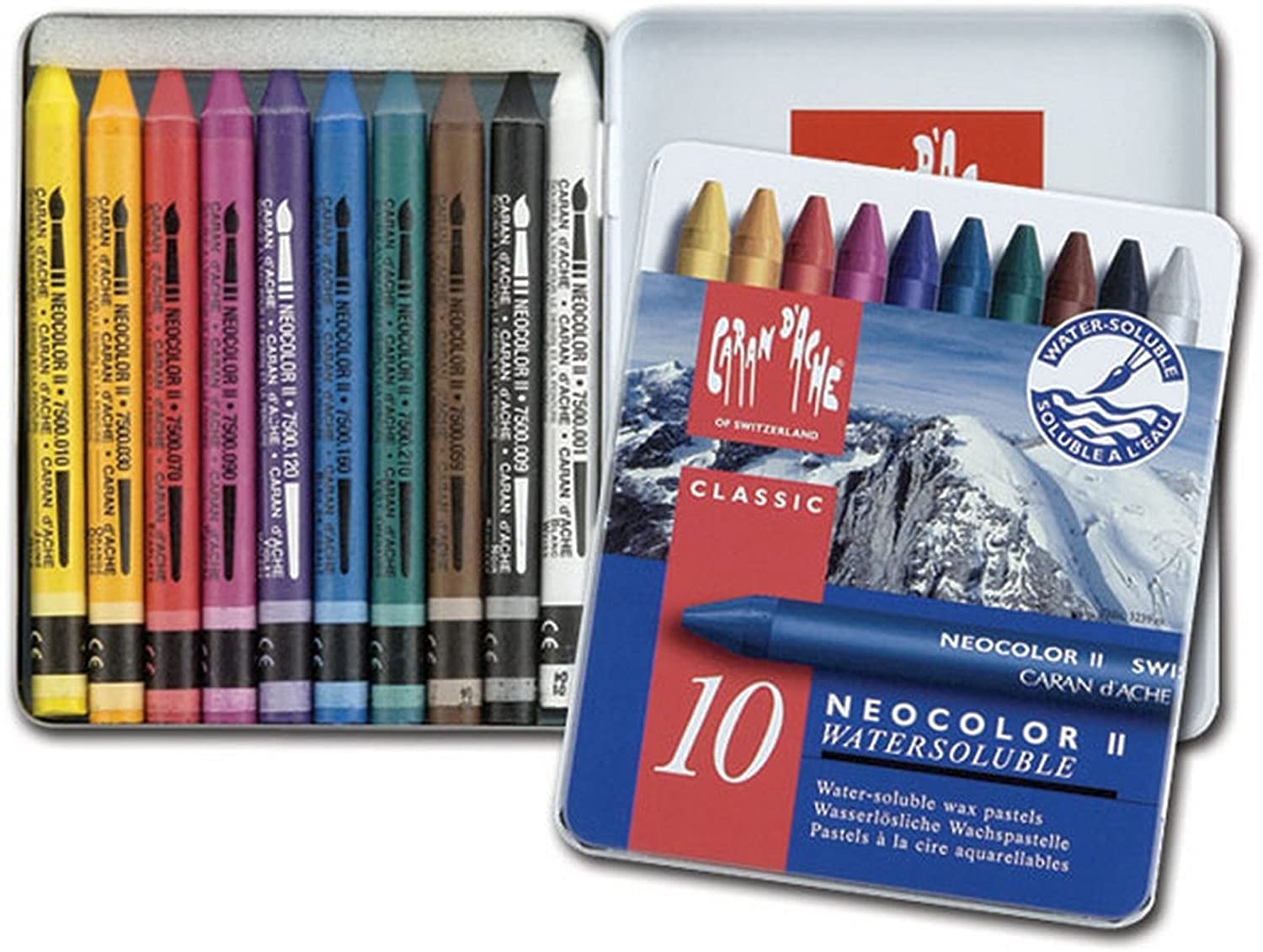 Caran D'Ache Neocolour II Water-Soluble Crayons - Box of 10