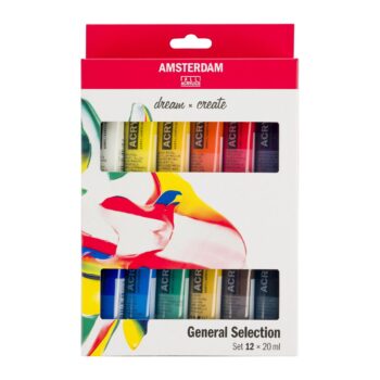 Amsterdam Acrylic Paint Set of 12 x 20ml - General Selection