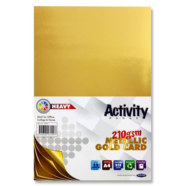 A4 Gold Colour Card - Pack of 25