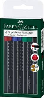 Faber Castell GRIP Permanent Marker Set of 4