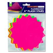 Fluorescent Flash Stars 6" size - Pack of 12