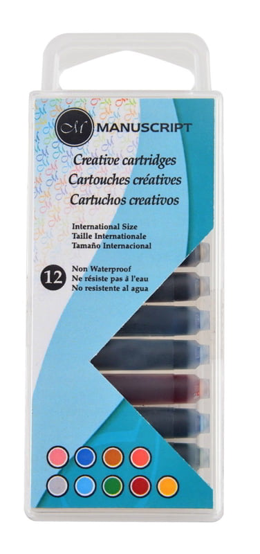 Calligraphy Pen Cartridges Pack of 12 asst. single colours - Standard Fit