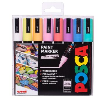 POSCA PC 5M (Medium tip 1.8 - 2.5mm) Paint Marker Set of 8 - Pastel Colours