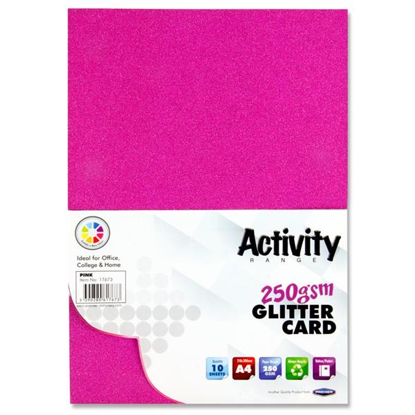A4 GLITTER Card (10 Sheets) - Pink
