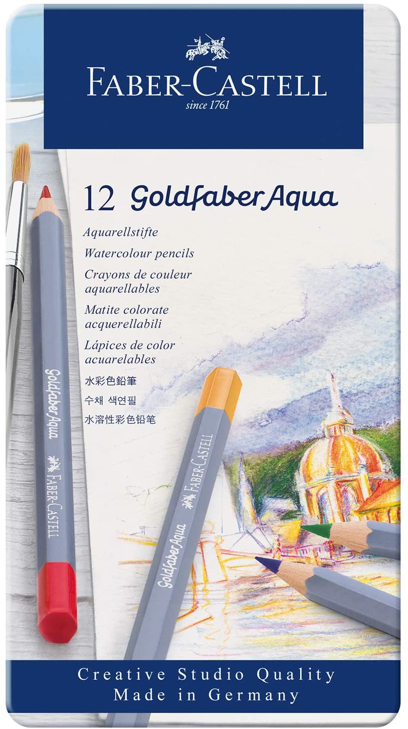 Faber Castell "Goldfaber Aqua" Watercolour Pencils - Set of 12 Tin set