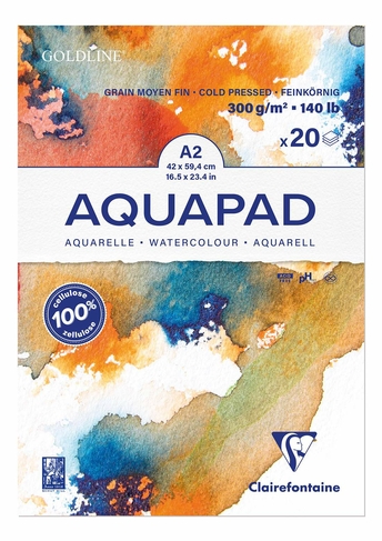 A2 Aquapad Watercolour Pad 20 sheets - 300g Medium Grain