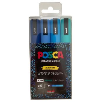 POSCA PC 5M (Medium tip 1.8 - 2.5mm) Paint Marker Set of 4 - Shades of Blue