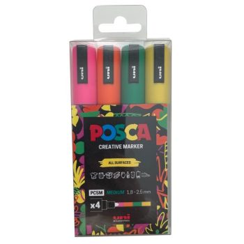 POSCA PC 5M (Medium tip 1.8 - 2.5mm) Paint Marker Set of 4 - Block Colours