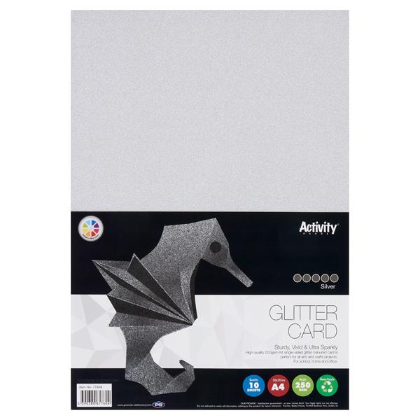 A4 GLITTER Card (10 Sheets) - Silver