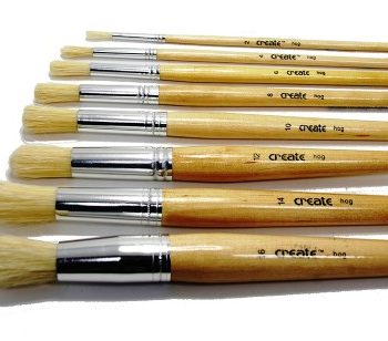 Short Handle Round Hog Brush (Pk 12) - Size 6 (7mm)