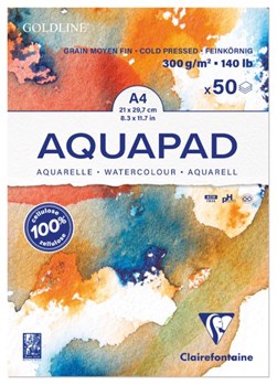 A4 Aquapad Watercolour Pad 50 sheets - 300g Medium Grain