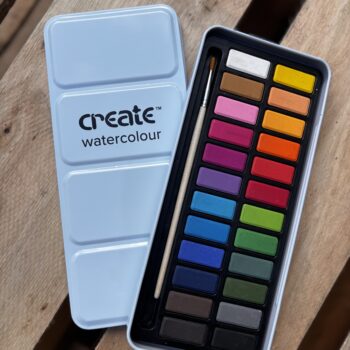 Create Tin Box Watercolour Set - 24 colours
