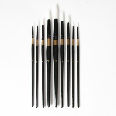 White Synthetic Art Brushes (Round) - Set of 9