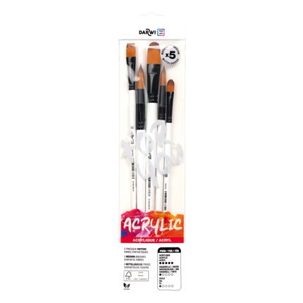 Darwi Medium Brush Set of 5 - Round, Flat & Filbert